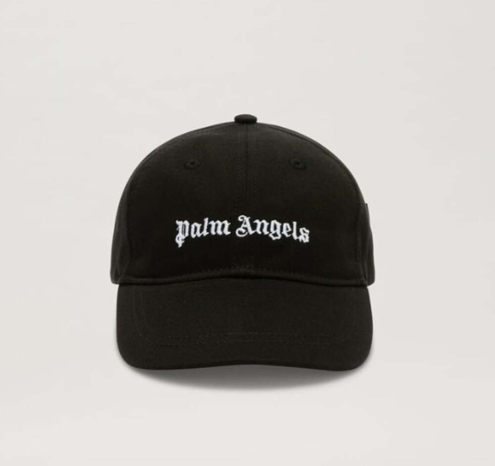 PALM ANGELS Logo Baseball Cap Hat Black White One Size Adjustable